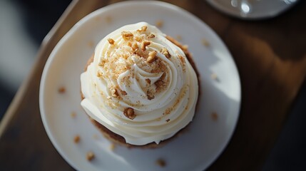 Creamy Carrot Cake Cupcake Topped with Pecans