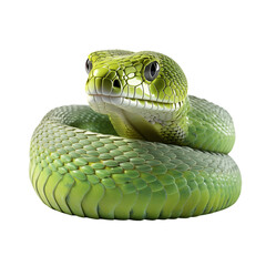 Green Snake Isolated On Transparent Background	