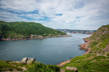 Obraz premium The beginning of The Narrows, with downtown St John's in the background
