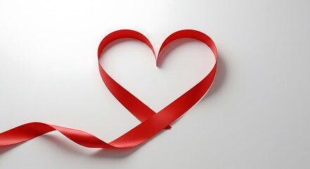 Lovely red ribbon art design.  Heart shape decoration for Valentine's Day. Simple and elegant.