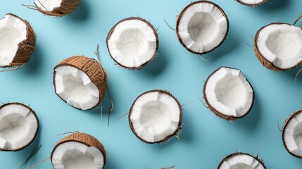 Unique coconut pattern on blue backdrop for creative design projects