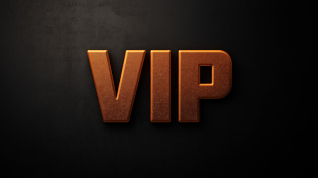 VIP sign with a metallic finish displayed on a dark background for exclusive access events and gatherings