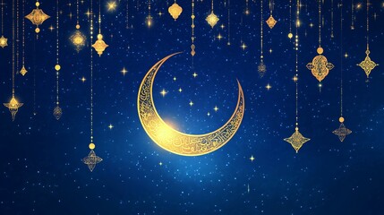 Naklejka premium Eid Mubarak moon ornament background for festive celebrations
