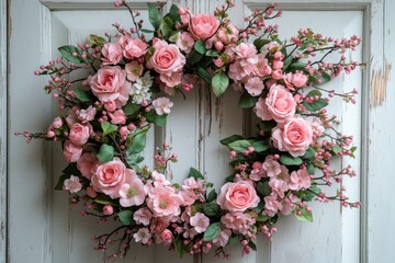 Vibrant Spring Floral Wreath with Colorful Flowers and Fresh Greenery - Nature-Inspired Home Decor