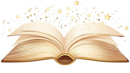 Obraz premium Magical open book with a galaxy sky and sparkling stars floating above