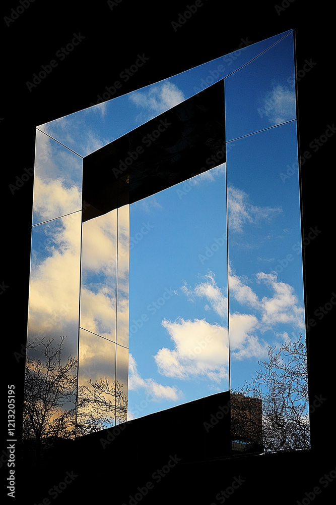 Poster Abstract Architectural Reflection of Sky and Clouds with Modern Angles
