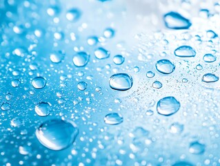 Soft aqua blue gradient with glowing water droplets and subtle sparkling highlights