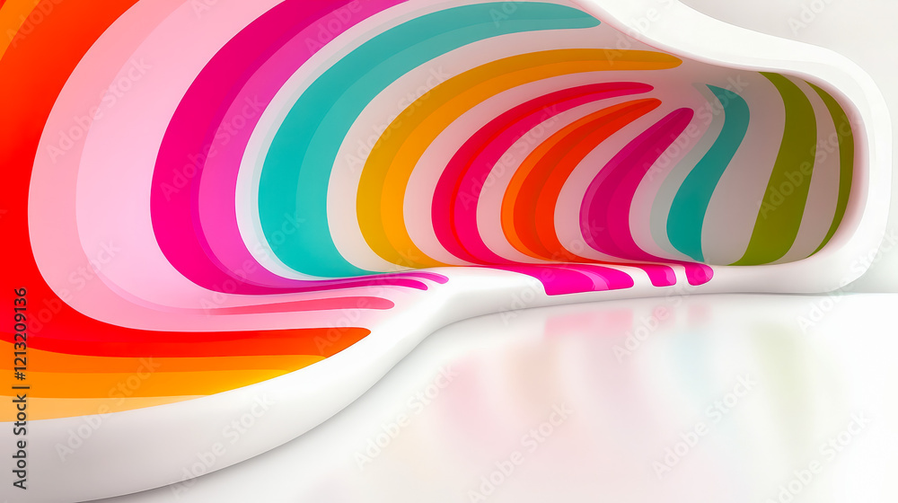 Aufkleber vibrant abstract interior with colorful wave patterns in a modern space