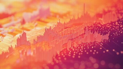 Abstract orange financial data chart is showing market fluctuations in a colorful and dynamic way, representing the complexity of financial markets