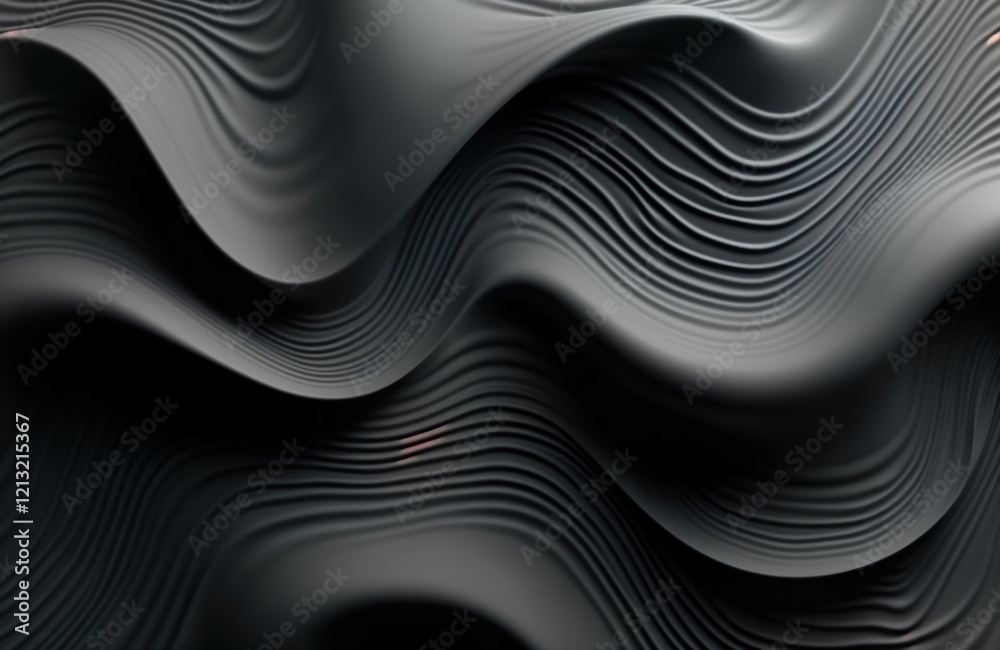 Aufkleber abstract 3d sleek wavy background with monochrome gradient. smooth flowing waves create modern patte