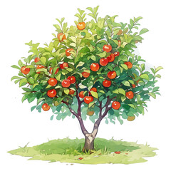 Jamaican Cherry Tree with Fruit – Lush Watercolor Vector Illustration for Creative Designs  
