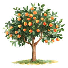 Jocote Tree with Fruit – Watercolor Illustration, Tropical Fruit Tree Painting, Jocote Tree Artwork, Hand-painted Botanical Design, Nature-inspired Watercolor
