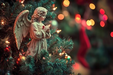 Praying Angel Ornament on Christmas Tree
