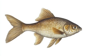 The Asp fish - Aspius Aspius. An example of a predatory fish caught. The fish is shown against a white background