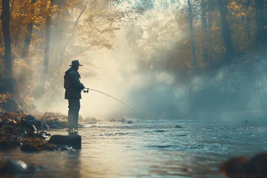 Video Stock Fisherman are fishing in a mountain stream for brook trout