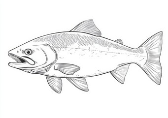 Obraz premium An isolated fish line icon, illustrated in a modern, hand-drawn style