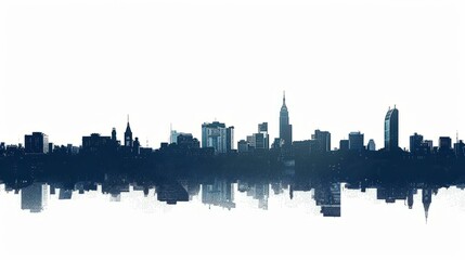 Obraz premium Silhouette skyline art of ancient Aleppo reflected on water, Syria architecture, historical cityscape illustration