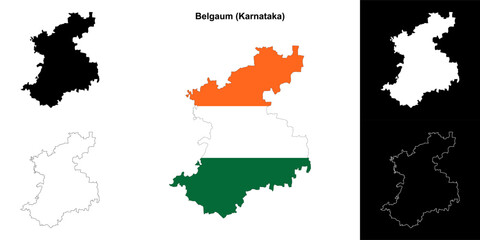 Belgaum district (Karnataka) outline map set