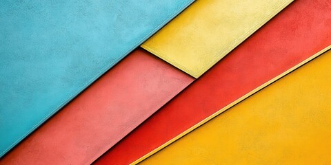 Vibrant Geometric Abstract: Bold colored layers in blue, red, yellow, and orange suitable for modern art and design projects.