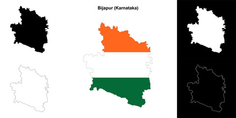 Bijapur district (Karnataka) outline map set