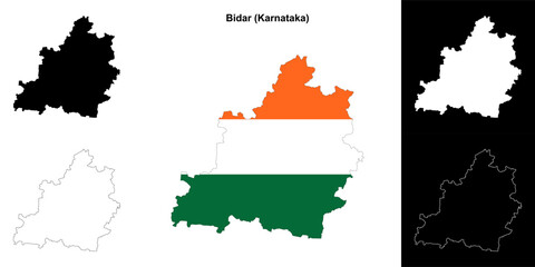 Bidar district (Karnataka) outline map set