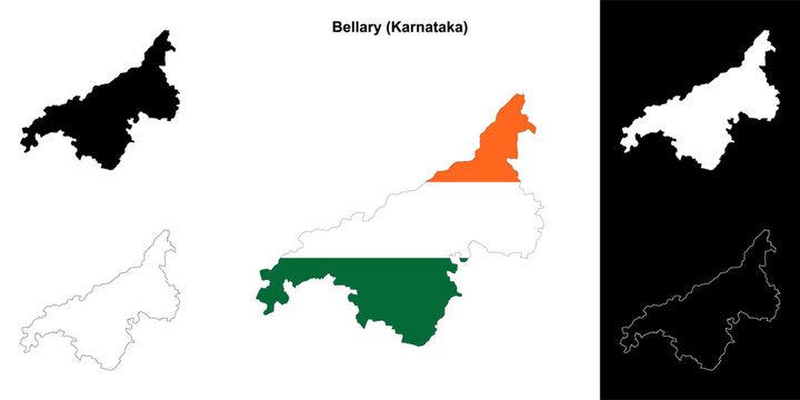 Bellary district (Karnataka) outline map set