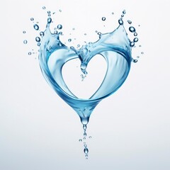 Heart shape water drop white background