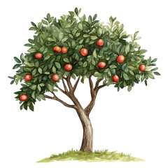 Madro&ntilde;o Tree with Fruit &ndash; Elegant Watercolor Vector Illustration for Creative Projects  

