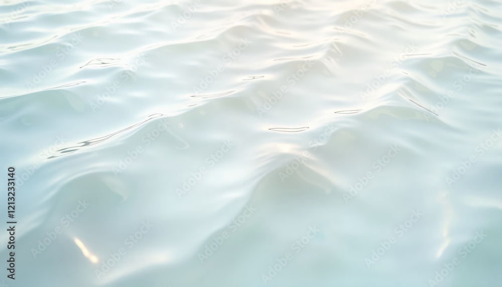 Poster abstract panoramic view of water surface with gentle waves, ripples. light off-white color with subt