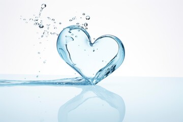 Heart shape water drop white background
