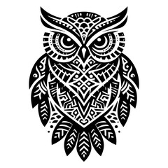 Fototapeta premium Black and white vector the owl logo on a white background.