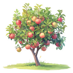 Mammee Apple Tree with Fruit – Rich Watercolor Vector Illustration for Art & Design  
