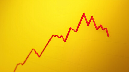 red market graph line isolated on yellow background