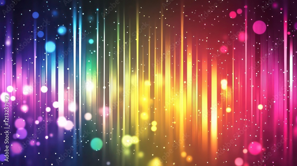 Poster abstract colorful light streaks and bokeh background.
