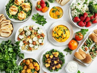 A vibrant gluten-free brunch spread, on a stylish table, showcasing a variety of delicious and safe meal options