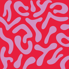 Fun pink line doodle poster pattern. Creative abstract squiggle style drawing background. Unusual beautiful shapes