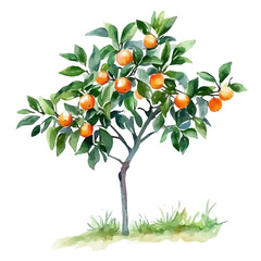 Medlar Tree with Fruit &ndash; Vintage-Style Watercolor Vector Illustration for Art & Design  

