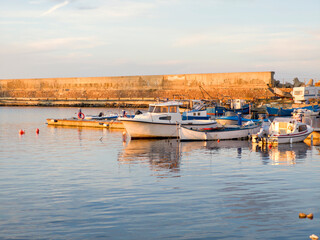 Fototapeta premium Sunset view of the port of Sozopol, Bulgaria