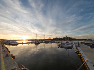Fototapeta premium Sunset view of the port of Sozopol, Bulgaria