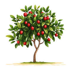 Midyim Berry Plant with Fruit – Delicate Watercolor Vector Illustration for Creative Use  
