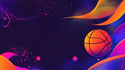 Abstract basketball background with vibrant color gradients and dynamic shapes.