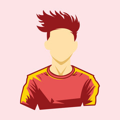illustration of a soccer player in red t-shirt and shorts. Design element illustration of man soccer player in red uniform