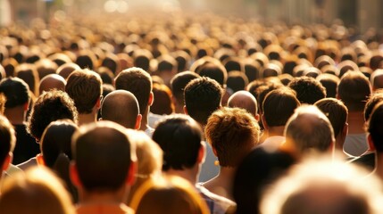 A softfocus view of a bustling shopping street at sunset, filled with a lively crowd, creating a vibrant atmosphere.