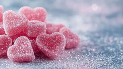 Obraz premium Sweet heart-shaped candies create a festive atmosphere for celebrations and special moments