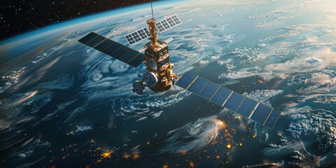 Satellite Orbiting Earth with Solar Panels