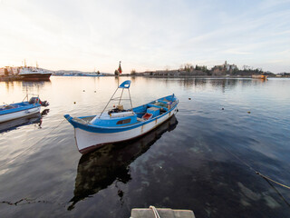 Fototapeta premium Sunset view of the port of Sozopol, Bulgaria