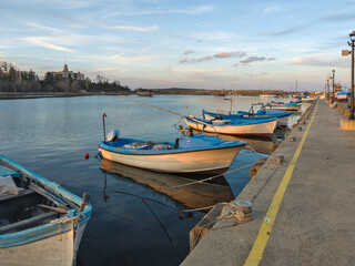 Fototapeta premium Sunset view of the port of Sozopol, Bulgaria