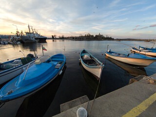 Fototapeta premium Sunset view of the port of Sozopol, Bulgaria