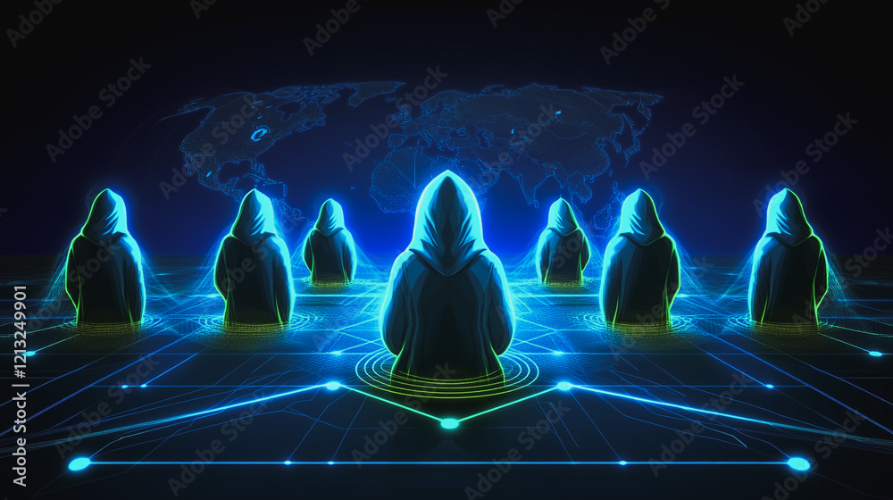Wall mural hacker are planning to hack and attack networks and cyber security systems.team people innovation co
