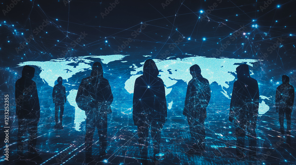 Wall mural hacker are planning to hack and attack networks and cyber security systems.team people innovation co